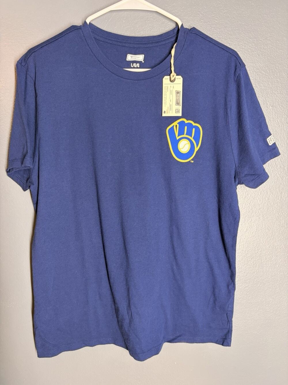 MLB Tailgate MILWAUKEE BREWERS Men Cotton Tee Shirt Blue Size Large NWT!!!